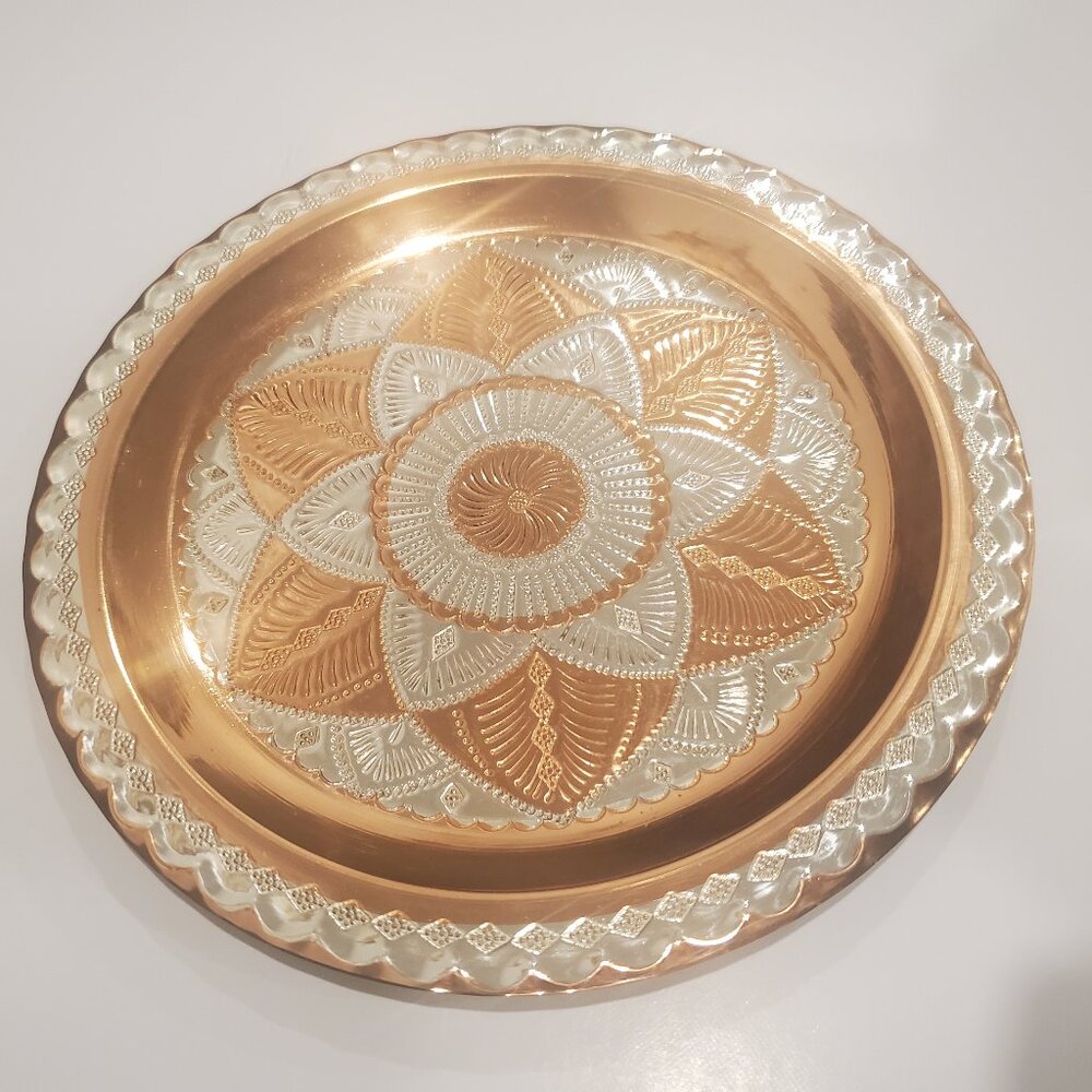 VTG Star of David Copper & Silver Plate ARS Israel Etched Medallion Centre
